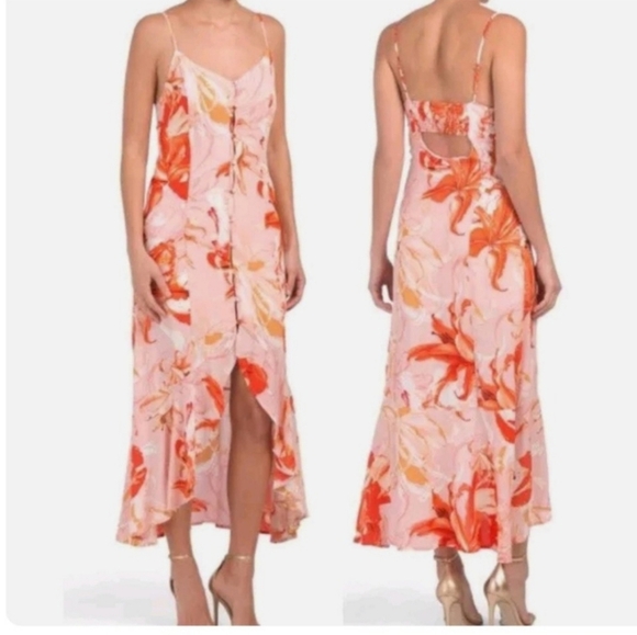 Abel the Label Anthropologie Floral Tropical Boho Ruffle Dress XS - Picture 1 of 8